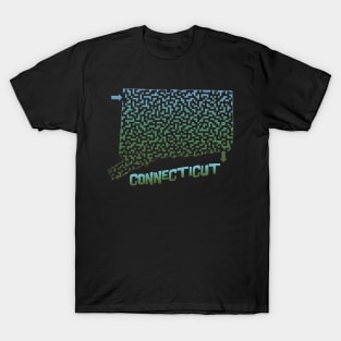 Connecticut State Outline Maze & Labyrinth T-Shirt